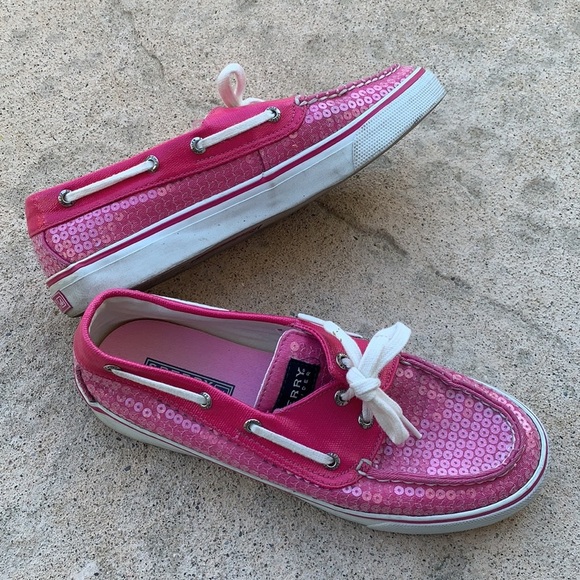 💚Sperry Top-Sider Bahama Pink Sequin Boat Shoe Sz 7 - Picture 4 of 10